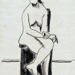Mulher sentada, creiom sobre papel, 31 x 22 cm, 1974. Coleção Particular.