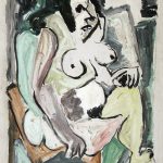 Mulher sentada, óleo sobre tela, 70 x 50 cm, 1977. Coleção Espaço Arte.