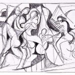 Tango, esferográfica
sobre papel, 15 x 23 cm,
2005. Coleção Particular.